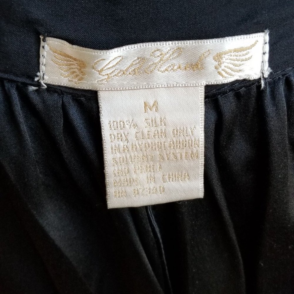 Gold Hawk Sleeveless Black Silk Tunic Blouse - Picture 4 of 5